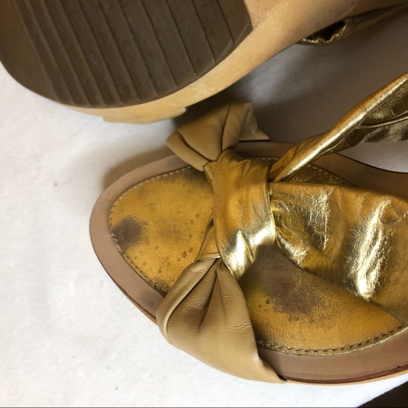 Kate Spade Gold Wood Slide Sandals 10 - Picture 7 of 8